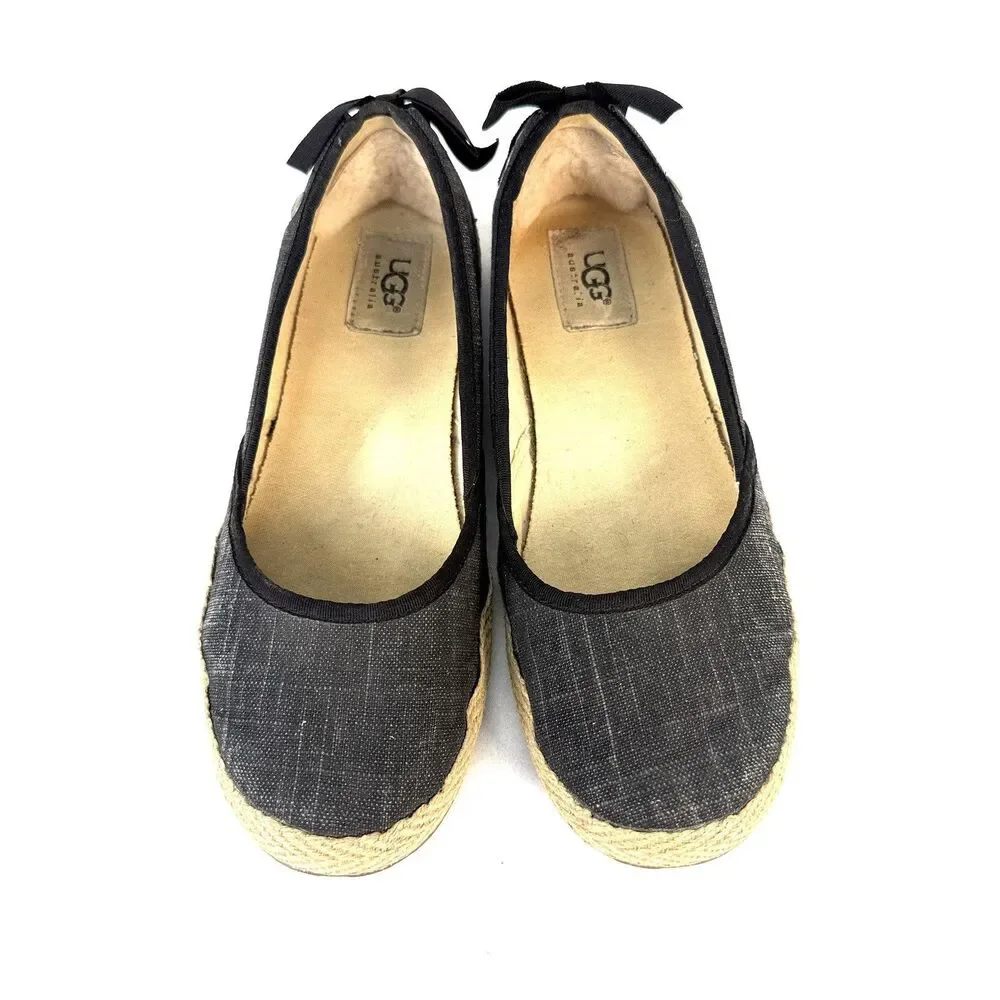 UGG Australia Indah Cotton Ballet Flats Black Gray 1003493 Women’s Size 7